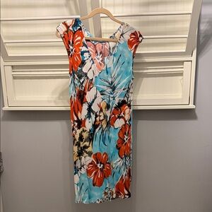 Jams World Vibrant Floral Midi Dress in Blue and Red